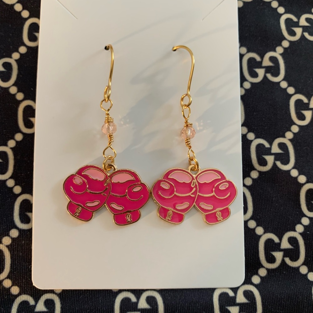 Pink and Gold Breast Cancer Awareness Earrings